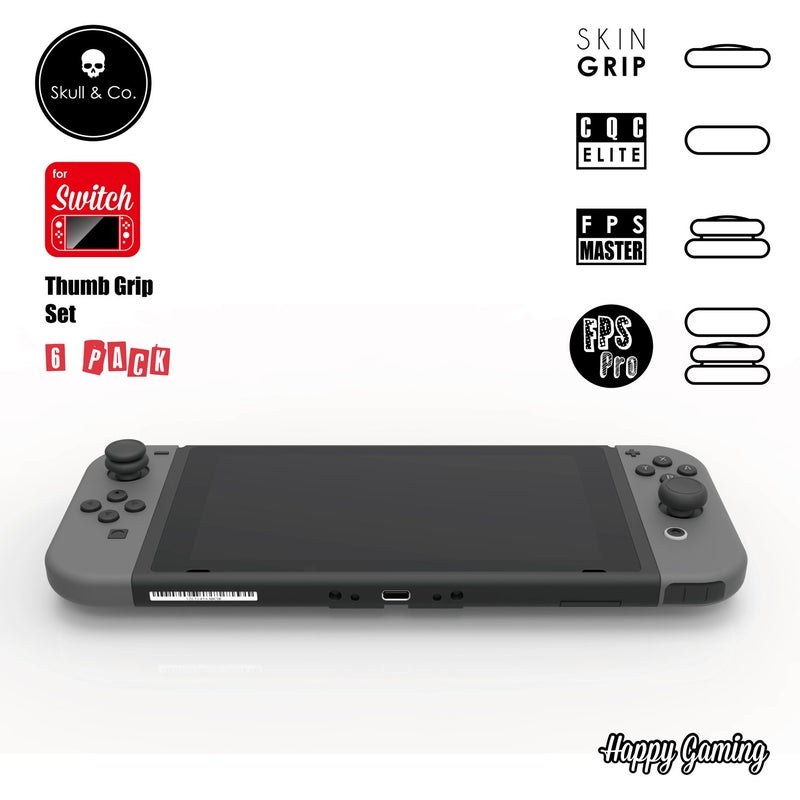Skull & Co. Skin, CQC and FPS Thumb Grips Set Joystick Cap Analog Stick Cap for Nintendo Switch Joy-Con Controller - Black, 3 Pairs (6pcs) - Image 5